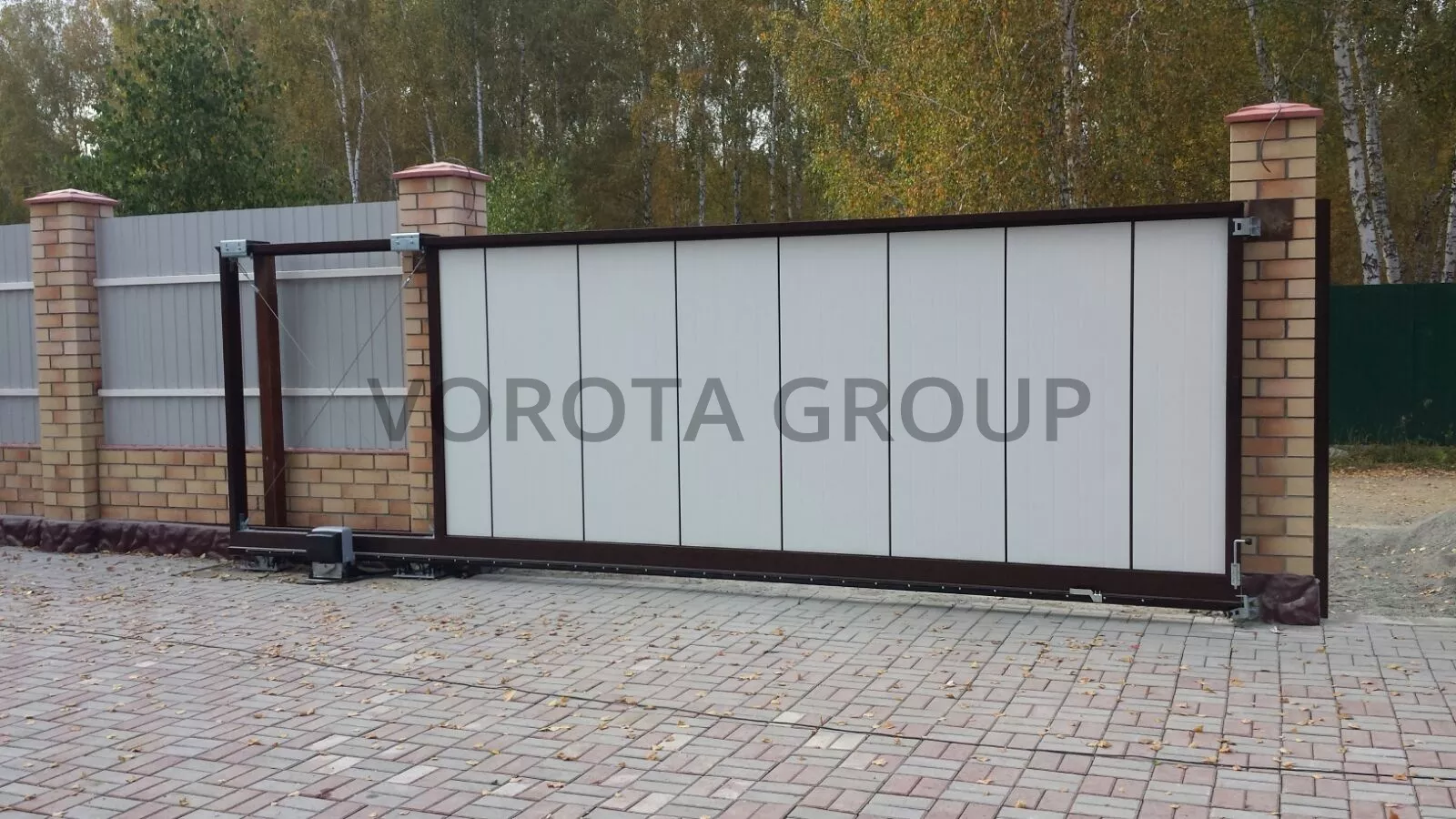 Откатные ворота Алютех белые 2000x4300